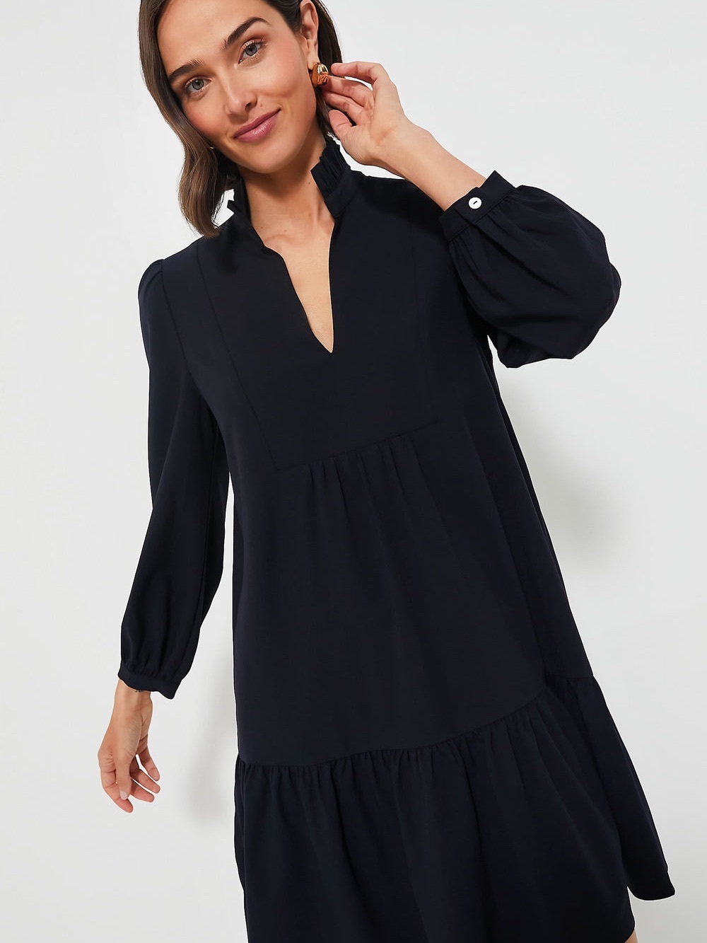 Long Sleeve Navy Navy Crepe Palmerston Dress